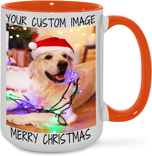 Ship Next Day Custom Mug Design Your Own Photo Text Personalized Picture Gifts for Women Men Customized Gifts Idea Personalized Coffee Mugs 15oz Orange Handle