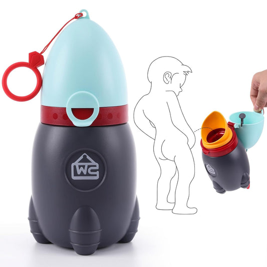 Travel Urinal for Kids,Rocket Toys Portable Emergency Urinal for Toddler,Light and Easy to Carry,Suitable for Car,Travel,Camping and Children's Urinal Potty Training(Quiet Blue)