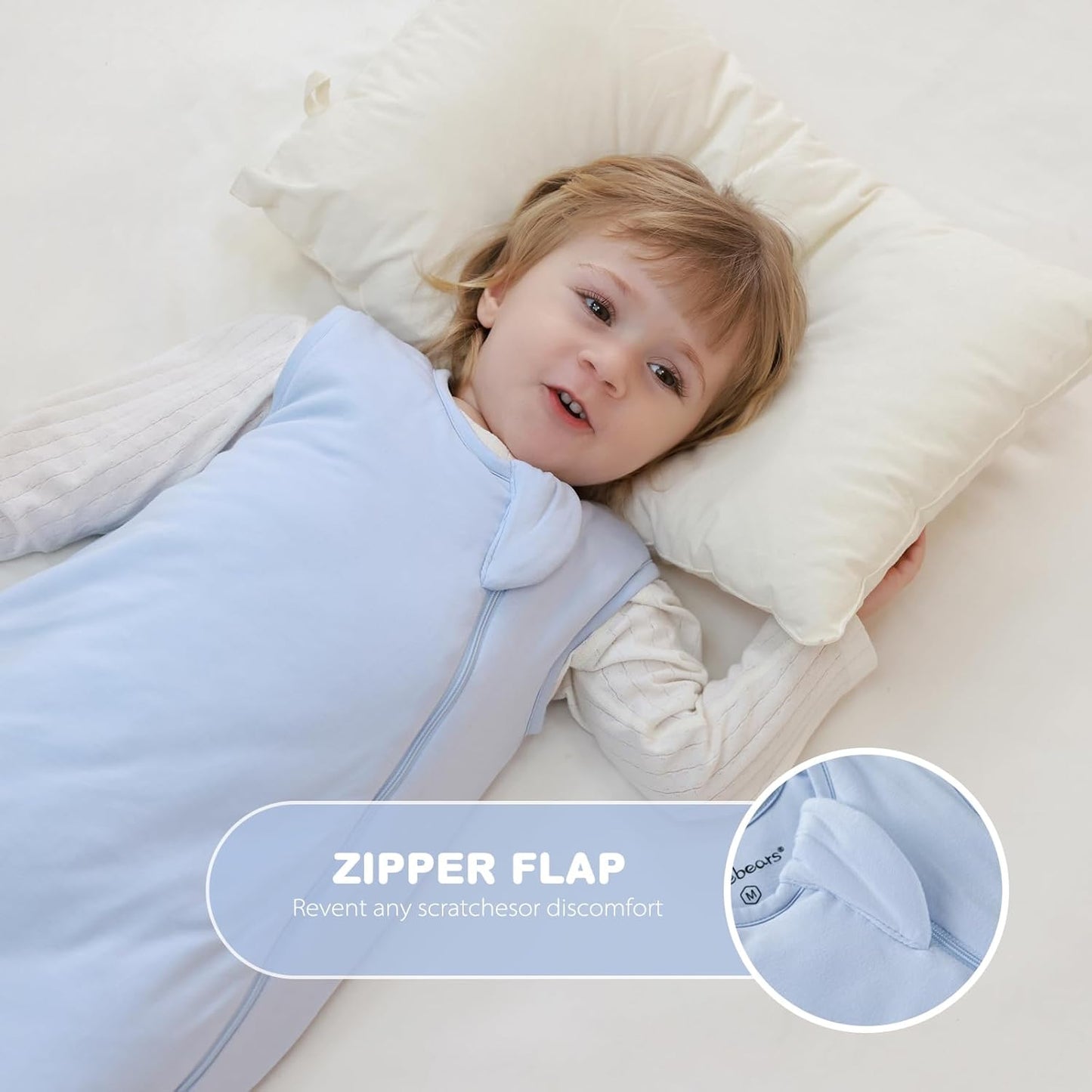 Mosebears Unisex Baby Sleep Sack 1.0 TOG, Supersoft Rayon Made from Bamboo Wearable Blanket with 2-Way Zipper (Sage&Blue,6-18 Months)