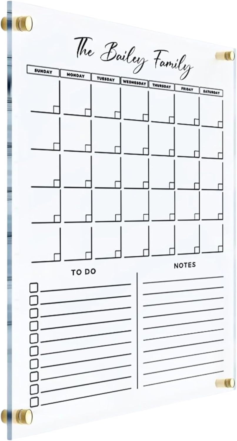 Acrylic Family Planner Wall Calendar - Personalized Calendar 2025, Personalized Dry Erase Board, Dry Erase Calendar, Monthly and Weekly Calendar, New Home Gift, Housewarming Gift