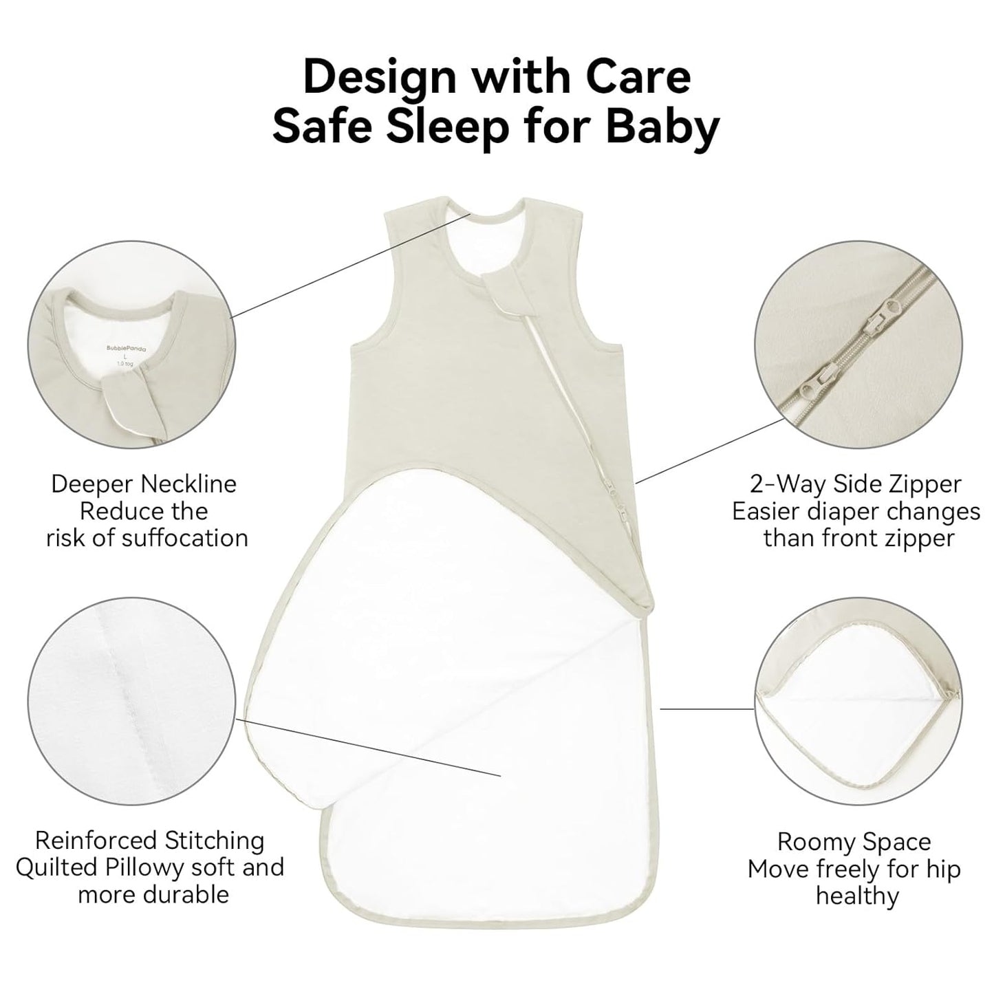 Rayon Made from Bamboo Sleep Sack 0-36 Months 1.0 Tog Ultra Soft Baby Wearable Blanket Toddler Sleeping Sack for Babies (Oat, M(6-12M))