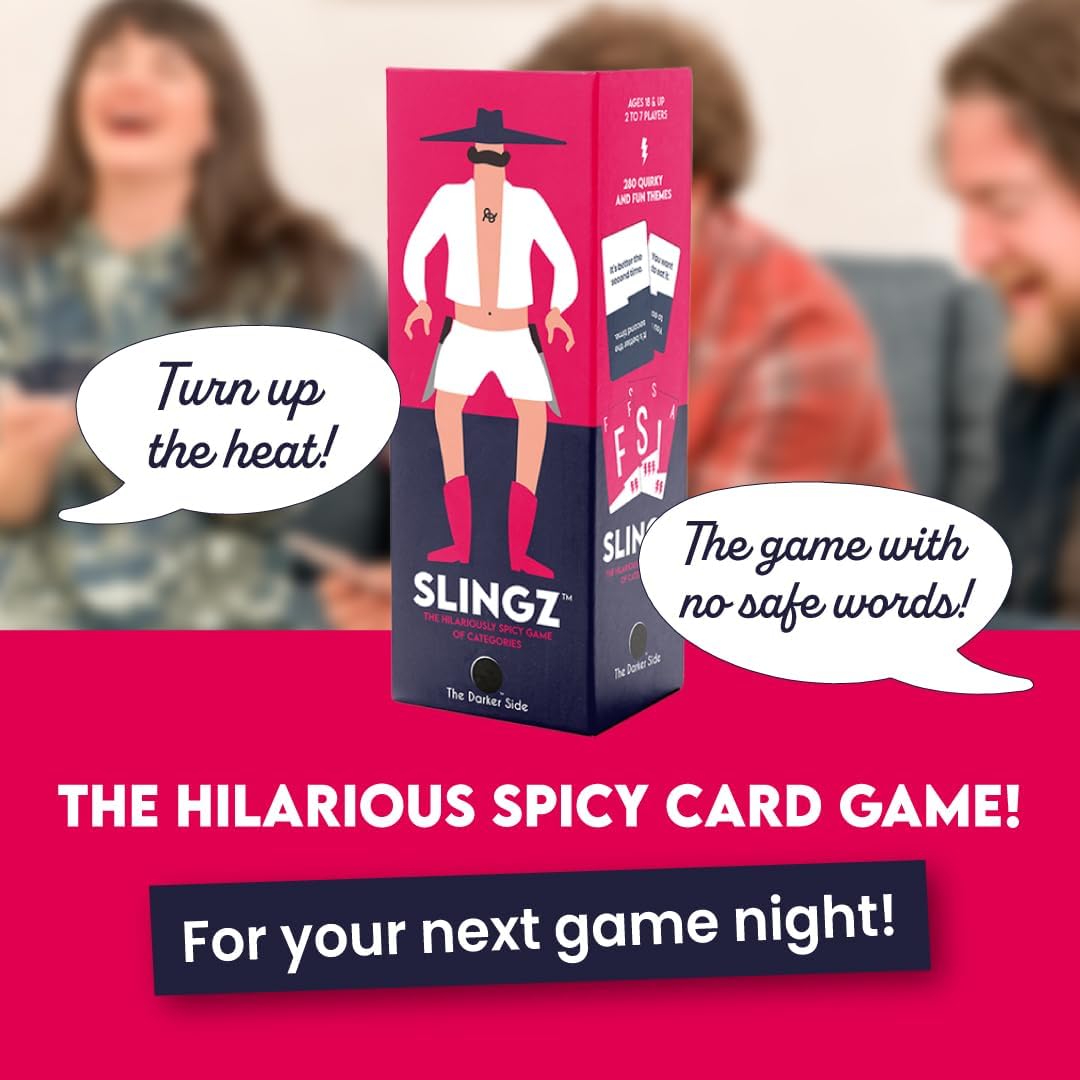 Slingz - The Quick and Hilariously Spicy Categories Card Game | 2-7 Players | for Adults, College Students, Game Nights, Parties and More | by The Darker Side Games