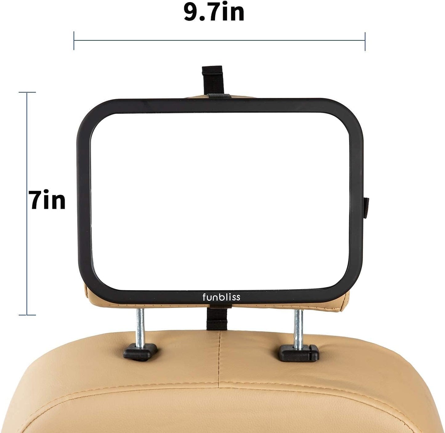 Funbliss Baby Car Mirror + 2-Pack Car Window Shades Bundle -100% Shatterproof, Wide Angle Convex