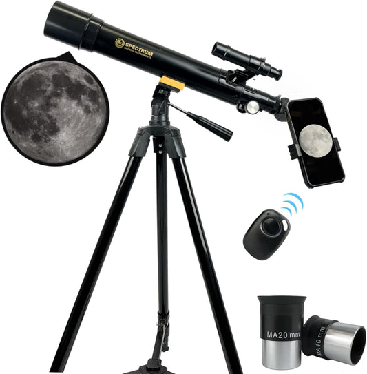 SpectrumOI Telescope for Kids & Adults - Astronomy Gift, 60mm Aperture Refractor with Carry Bag & Phone Holder