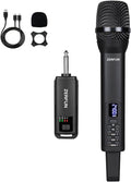 Rechargeable Wireless Microphone, Pro Handheld Cordless Mics System Dynamic with Echo Treble BASS VOL Control for Karaoke Singing Church Party, 1/4'' Output, D240, Black