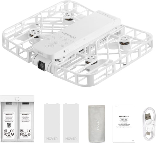 X1 Drone with Camera, Self-Flying Camera Drone with Follow Me Mode, Foldable Mini Drone with HDR Video Capture, Palm Takeoff, Intelligent Flight Paths, Hands-Free Control White (Combo Plus)