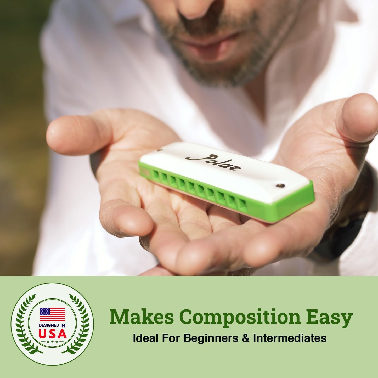 Polar Diatonic Melody Tuned Harmo Harmonica Key of Bb - Special Tuning for Easy Melodies in Cross Harp, 2 Octaves Without Bends, Loud & Responsive with Smooth Edges - USA-Checked