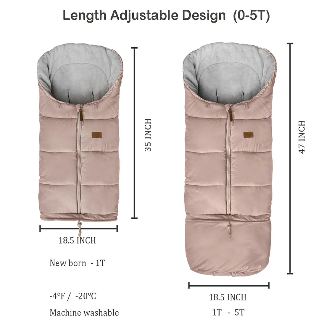 Length Ajustable Waterproof Stroller Winter Cover for All Stroller, XL,Good for Infant to Y5 pre-School Kids