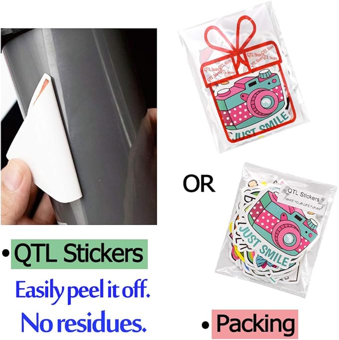QTL Cute Stickers for Girls VSCO Stickers for Hydroflask Laptop Kids Teens Girls Waterproof Vinyl Packs 50Pcs