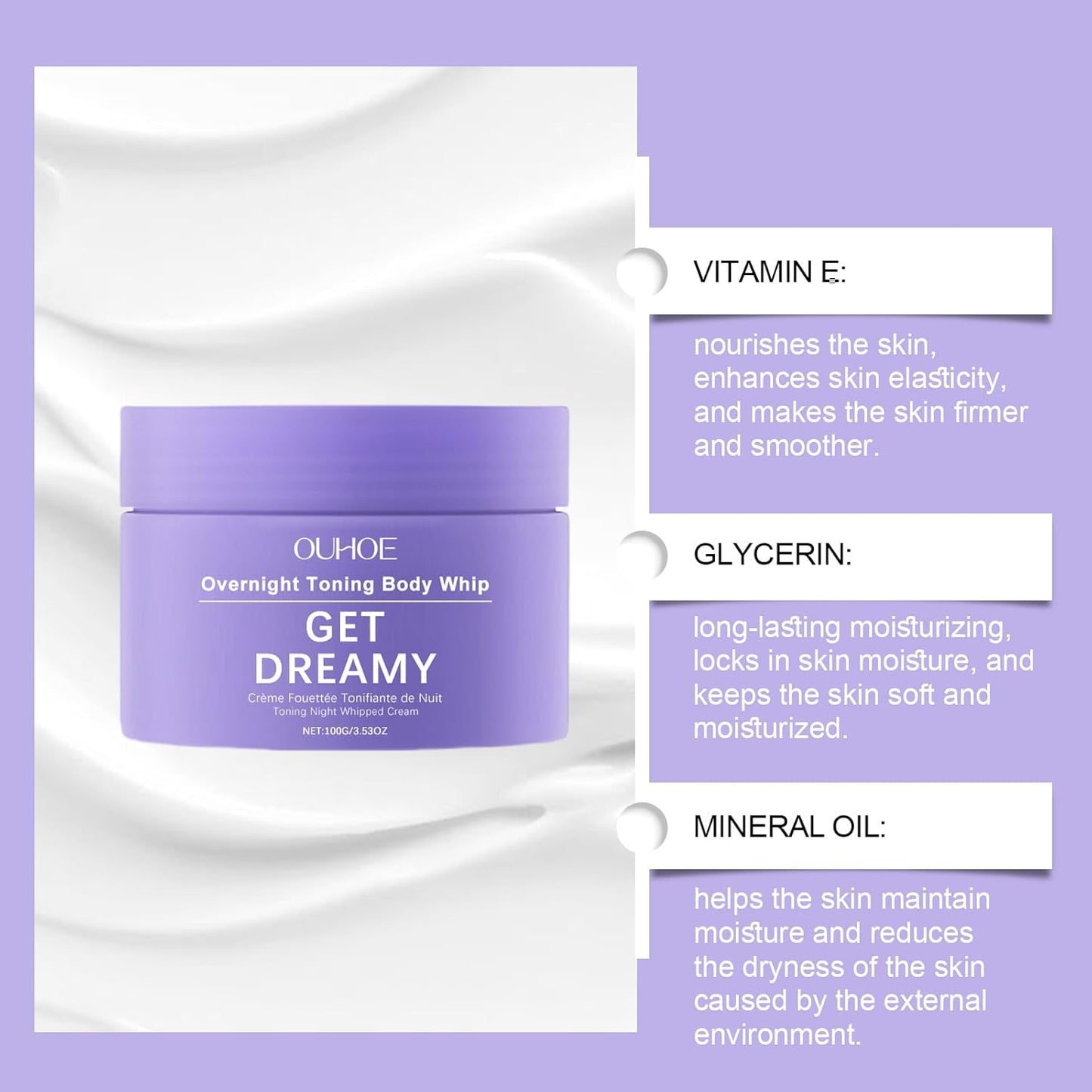 GET DREAMY Overnight Toning Whip - Nighttime Body Firming Cream for Tightening Loose Skin & Belly,Hydrating Moisturizer for Women & Men(1PC)