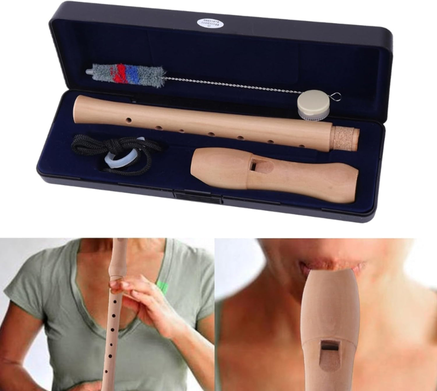 C Key 8 Hole Descant Soprano Recorder with Rod German Kids Music Flute Instrument Descant Wood Recorder