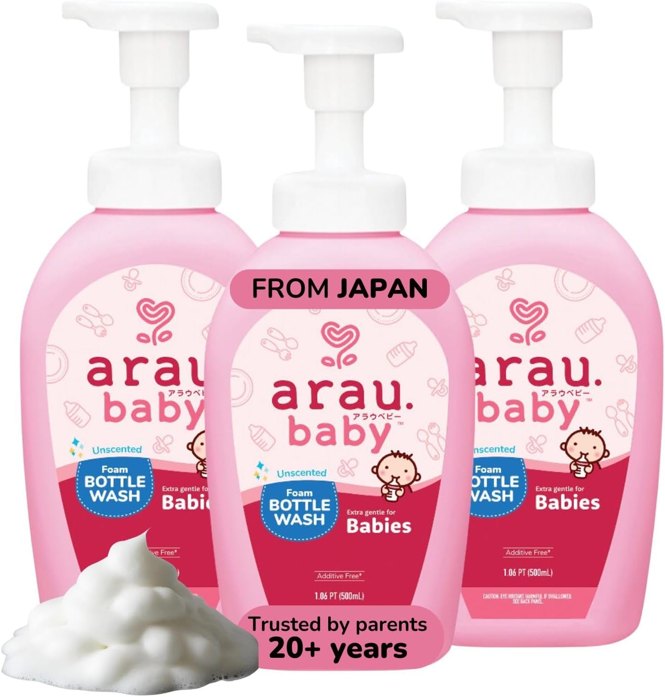 Foam Bottle Wash - Gentle Cleansing Soap for Bottles, Pacifiers, Toys, Dirty Surfaces, Foam Dish Soap, Plant Based, Safe for Baby, Trusted Baby Care Brand (16.9 fl oz - Pack of 3)