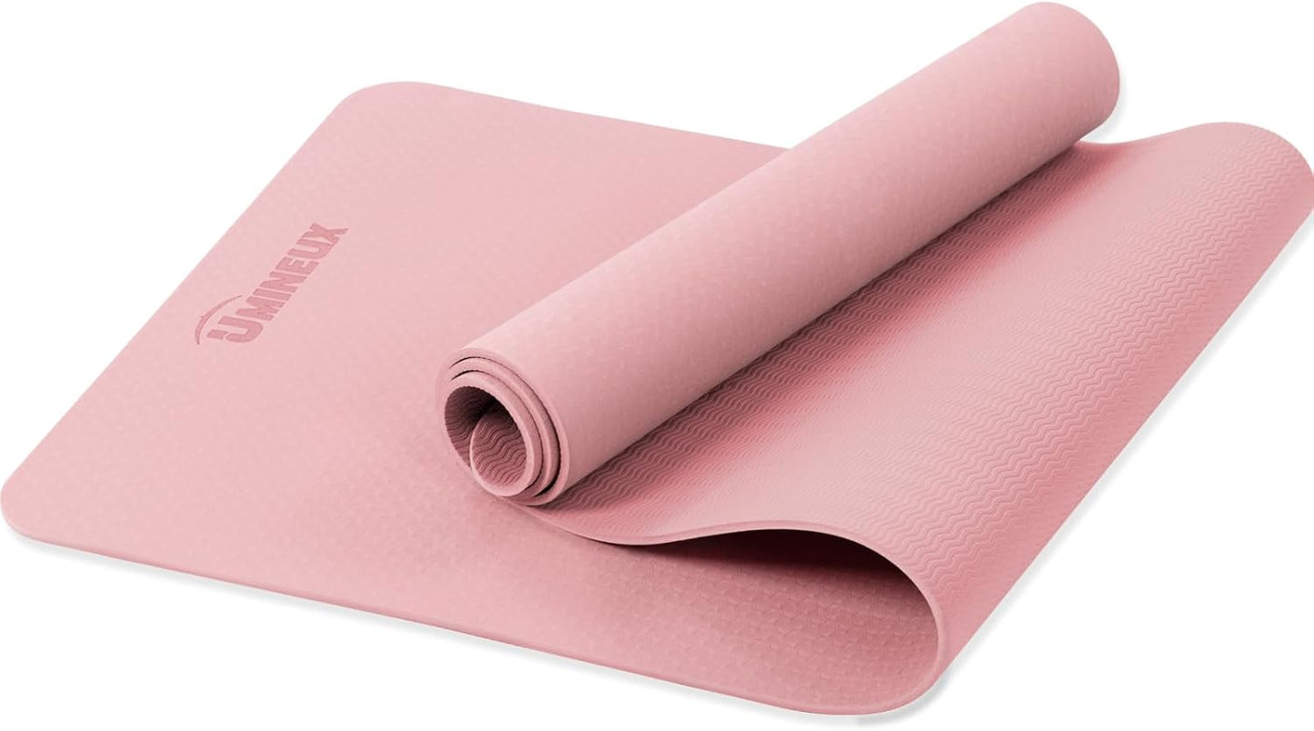 UMINEUX Yoga Mat Extra Thick 1/3'' & 2/5" Non Slip Yoga Mats for Women Eco Friendly TPE Fitness Exercise Mat with Carrying Sling & Storage Bag