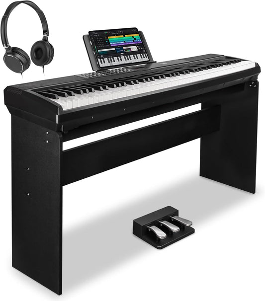 STRICH 88 Keys Weighted Keyboard Piano with Stand & Sustain Pedal, Hammer-Action Digital Piano, Full-size Electric Piano Keyboard Supports USB-MIDI/Wireless Connect, 15W×2 Built-In Speakers, SDP-120