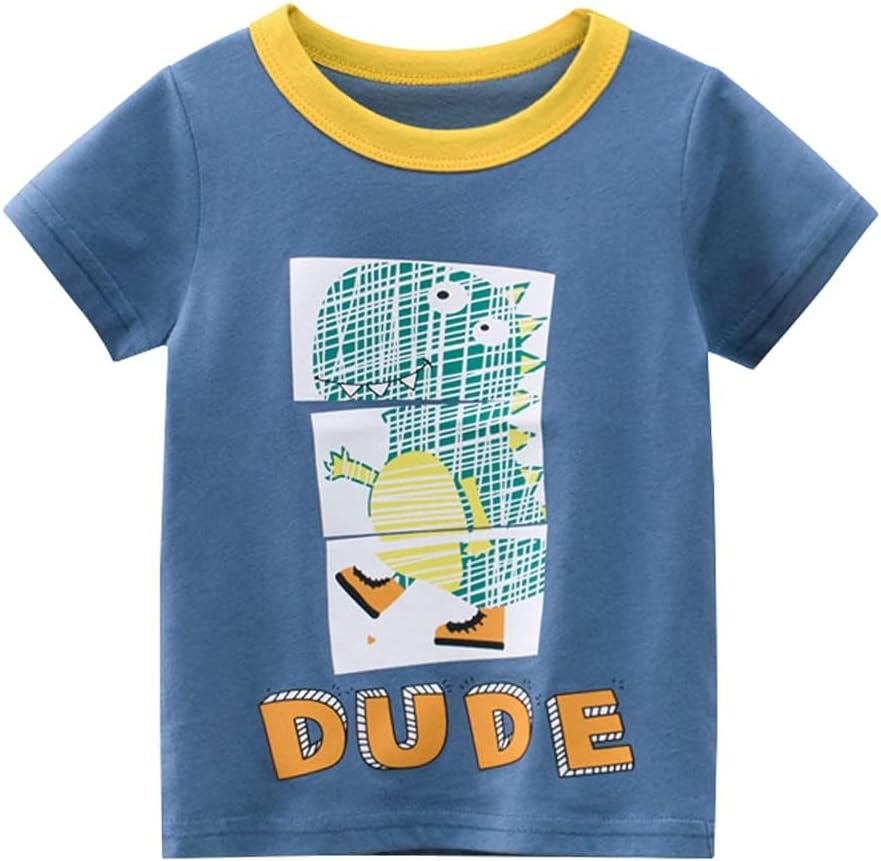 Boys' 4-Pack Excavator Short Sleeve Crewneck T-Shirts Top Tee Size 2-7 Years Toddler Boys' Value Pack Cotton T-Shirt