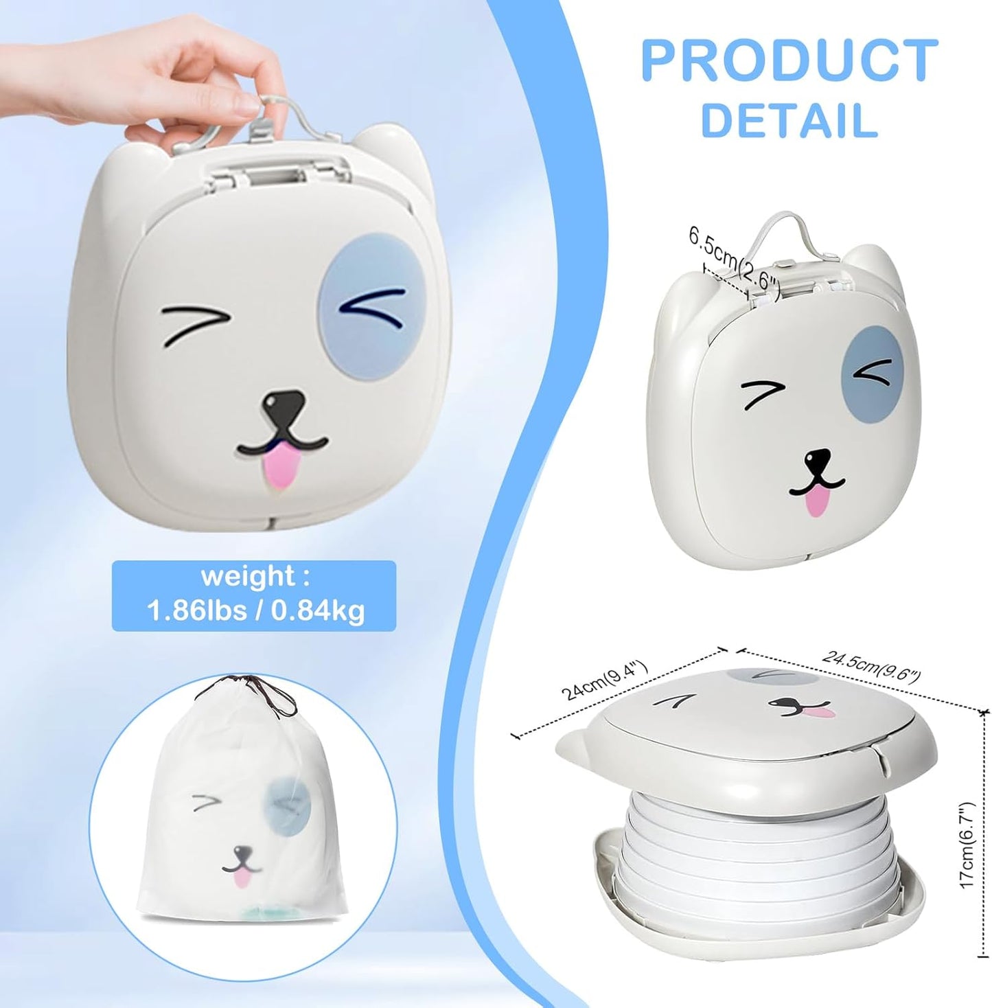 2025 Upgraded Portable Potty Training, Travel Potty for Toddler, portable toilet for kids Foldable, Apply to Seat Emergency Toilet for Camping, Outdoor,Car, Indoor(white Gray)