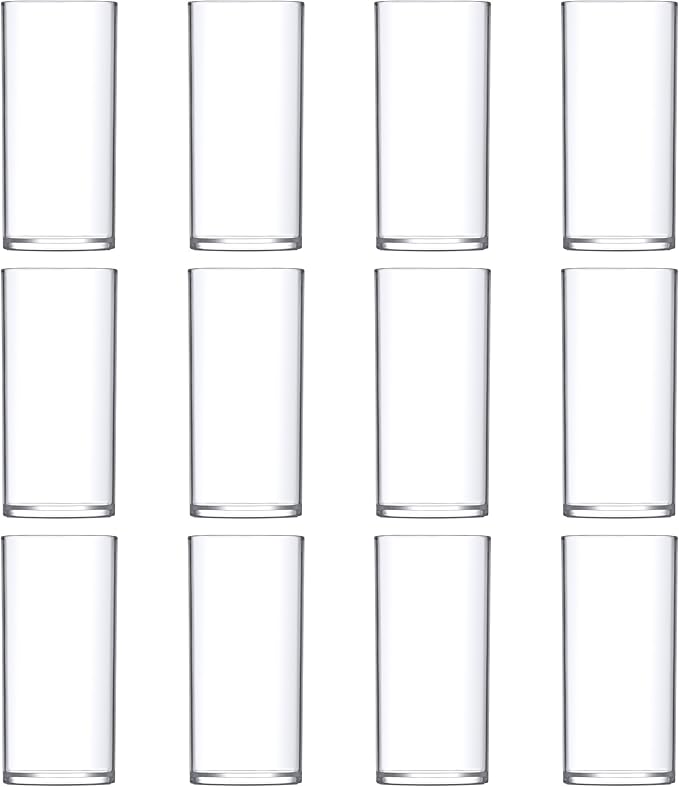 Amazing Abby - Viola Piccolo - Plastic Cylinder Vases (12-Piece Set), Acrylic Flower Vases for Wedding Centerpieces, Home Decorations, Office Ornaments, Shatter-Proof, 6" (H) (Not Glass)