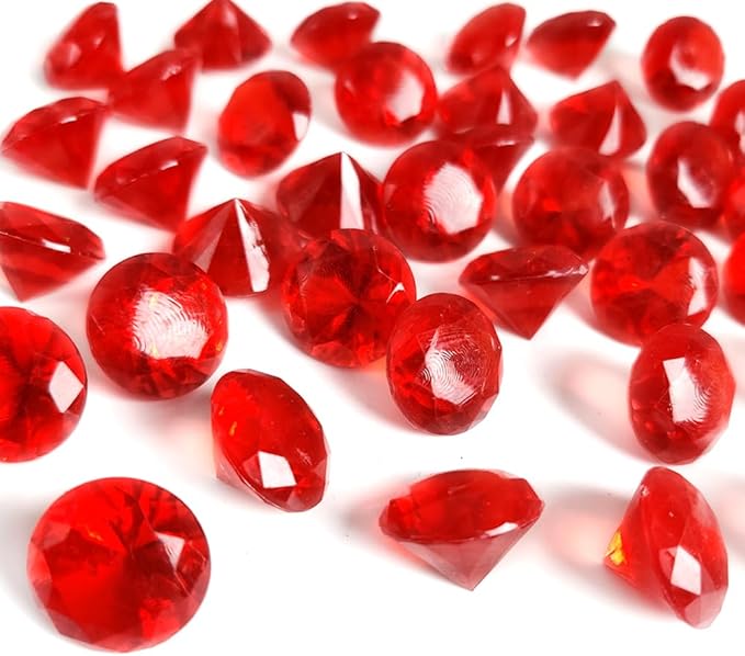250 PCS Red Acrylic Diamonds Pirate Gems 20 mm,Table Scatter,Wedding Centerpieces,Party Confetti,Fall Decoration,Home Accents Vase Fillers,Arts Crafts,Treasure Chest Hunt Gemstones