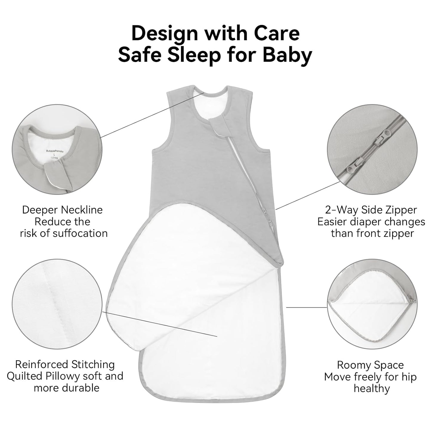 Rayon Made from Bamboo Sleep Sack 0-6 Months 1.0 Tog Ultra Soft Baby Wearable Blanket 0-3 Months Sleeping Sack 3-6 Months for Infant Newborn Babies Unisex Girl Boy 2-Way Zipper Breathable Lightweight