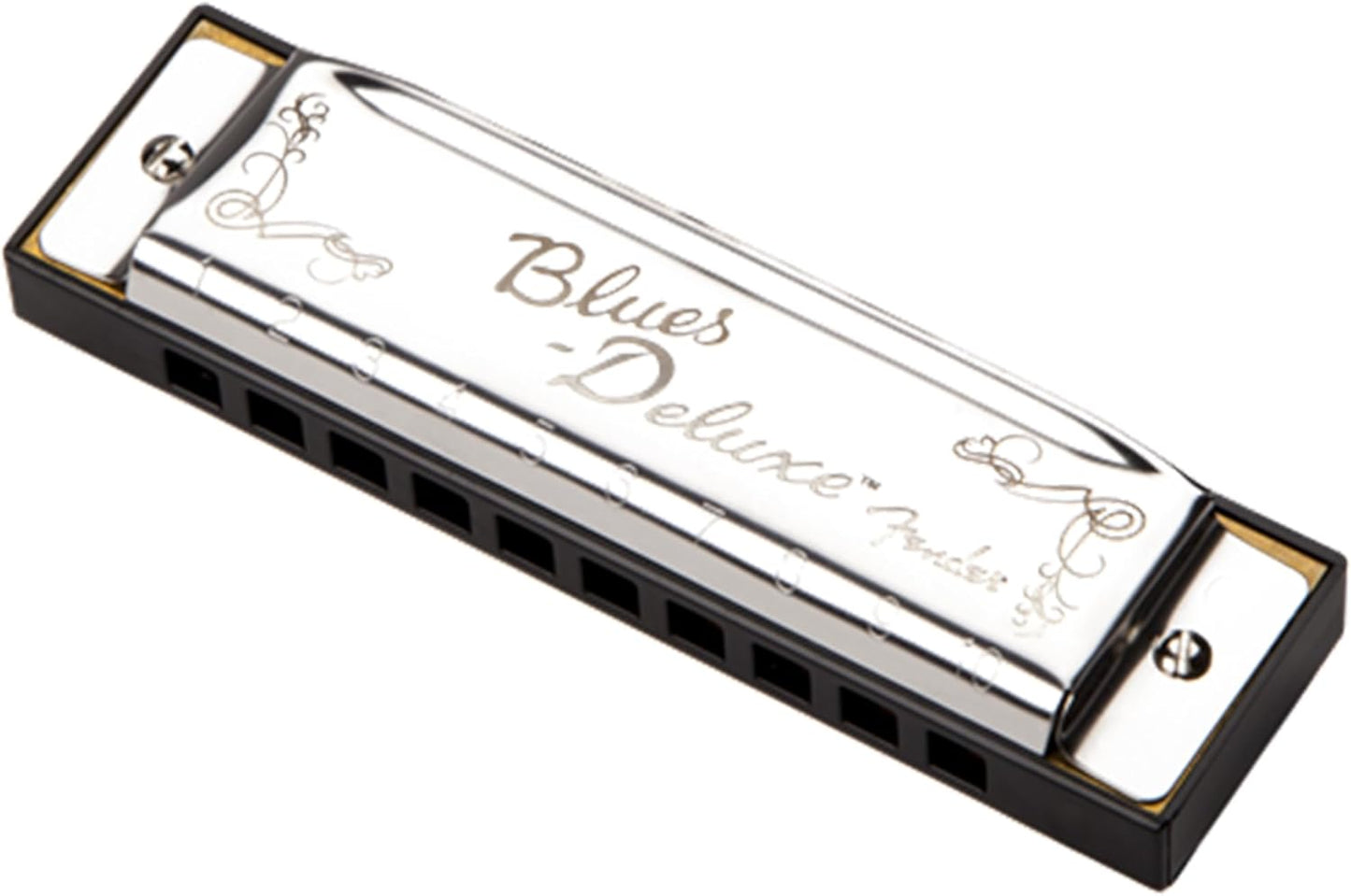 Fender Blues Deluxe Harmonica - Key of G Bundle with Carrying Case, Austin Bazaar Online Manual, and Polishing Cloth