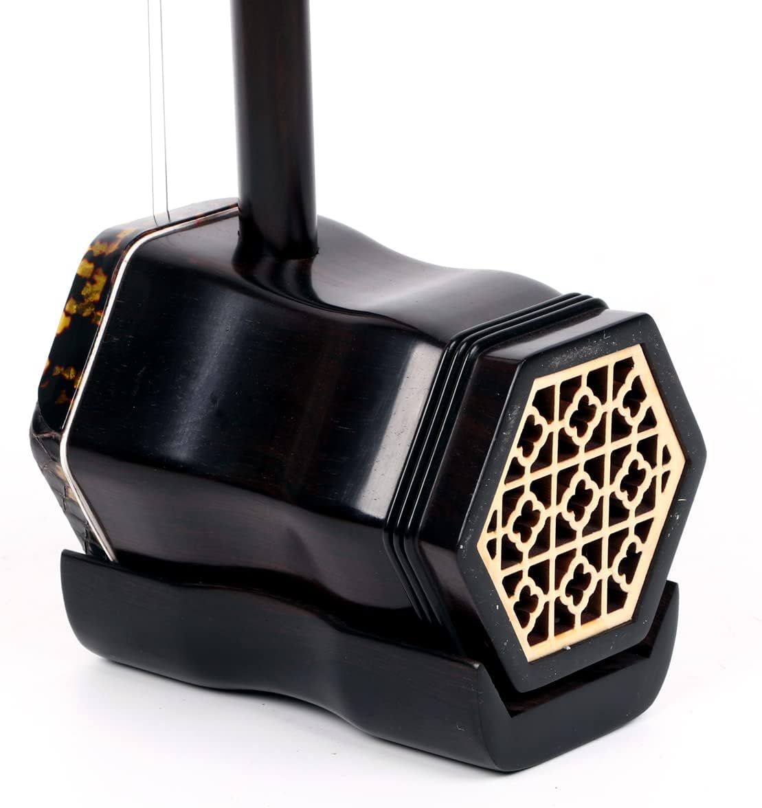 NICOHSINE Professional Black Sandalwood Erhu - Suzhou 2-String Chinese Violin Fiddle with 10 Grids Drum Skin, Learn DVD, Rosin, Clean Cloth, Bridge, and Hard Case