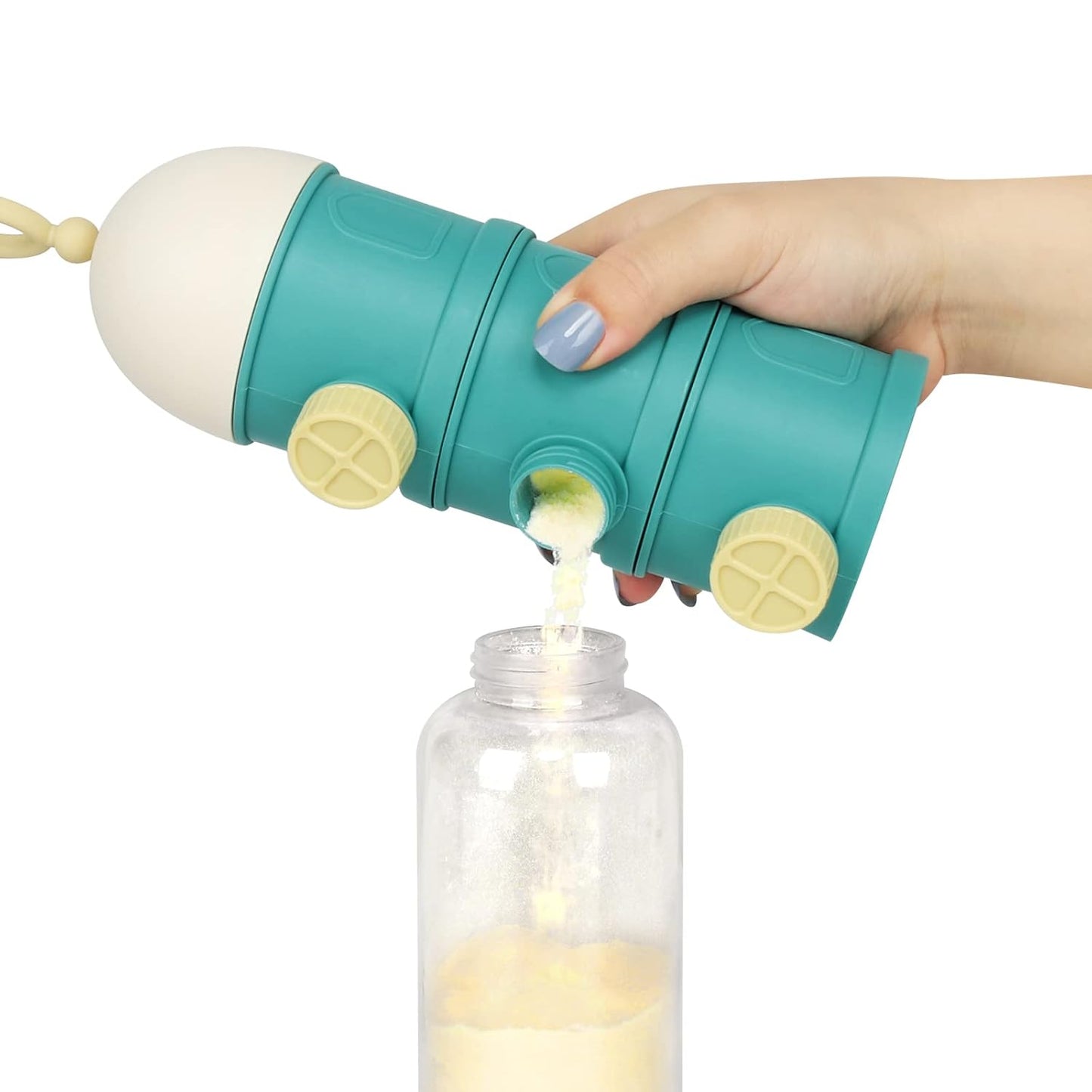 Accmor Formula Dispenser On The Go, 3 Layers Stackable Formula Container to Go, Non-Spill Portable Milk Powder Baby & Kids Snack Container, Green