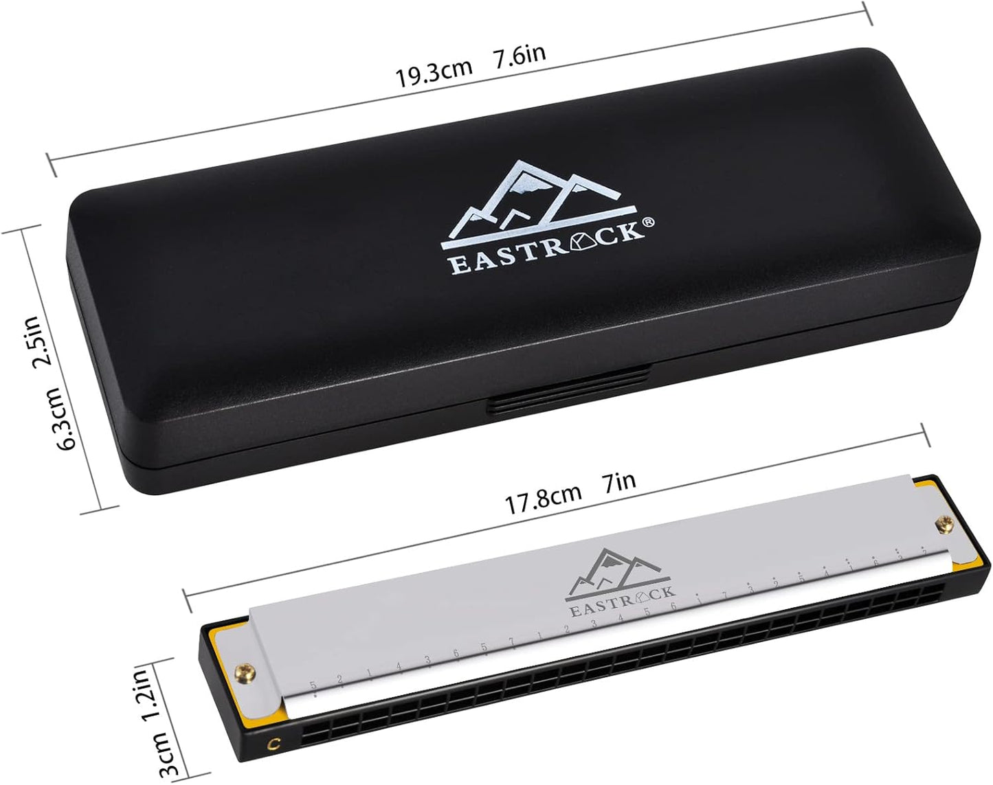 EastRock Blues Harmonica 24 Hole C Key with Case, Mouth Organ Harp, Diatonic Harmonica for Beginner, Adult, Professional, Students, Friends, Gifts