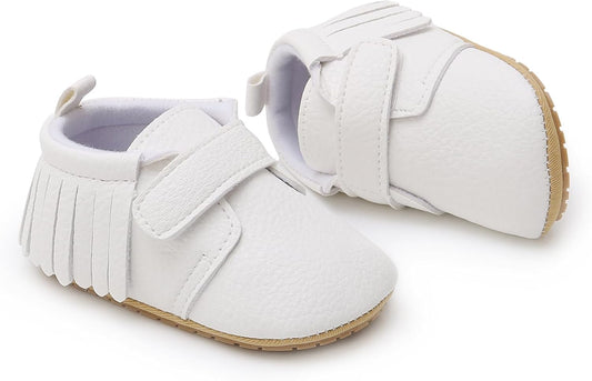 SOFMUO Baby Boys Girls High Top Ankle PU Leather Sneakers Soft Rubber Sole Infant Moccasins Newborn Oxford Loafers Anti-Slip Toddler Wedding Uniform Dress Shoes