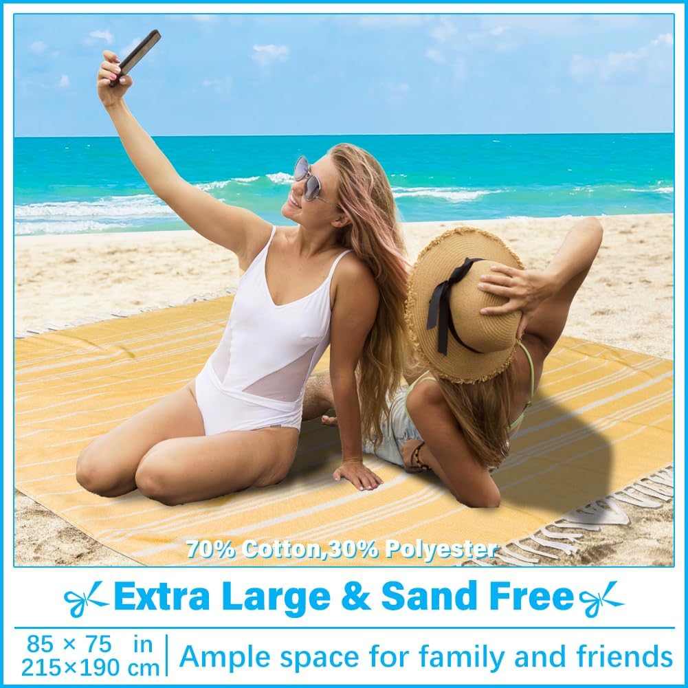 Oversized Turkish Beach Towel Blanket XXL Cotton Sandproof Towels Boho Woven Extra Large Big Sand Free Giant Throw Thick Blankets Huge Quilt XL Picnic Camping Necessities Cloud For Adult Gifts