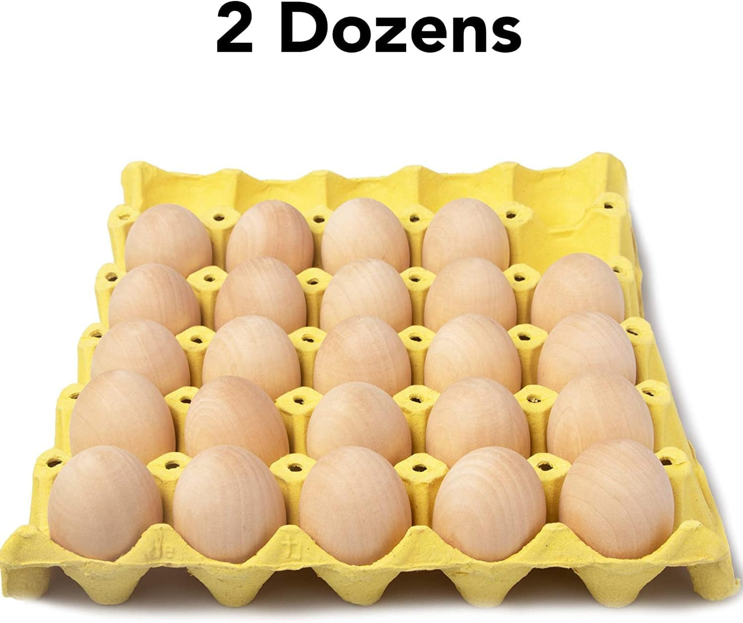 CALPALMY 24 Pieces Wooden Eggs - Life-Size, Reusable Fake Easter Eggs for Painting, Decorating, Crafting, Pretend Play, Faux Food Display, Nest Box Training