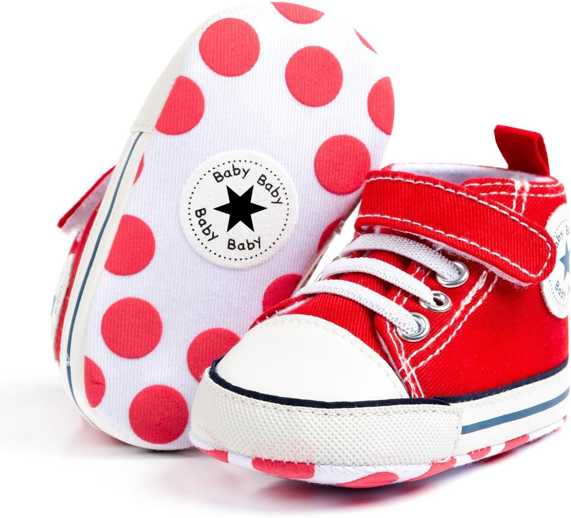 Unisex Baby Girls Boys Canvas High-top Shoes, Newborn Infant Anti-Slip Soft Sole Frist Walking Breathable Sneakers