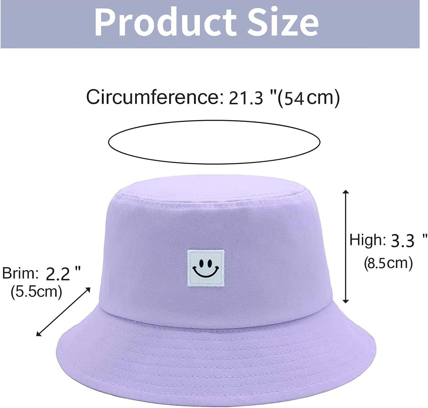 Kids Sun Hat Smile Face Bucket Hat for Girls Boys Summer Sun Protection Cotton Unisex Beach Cap