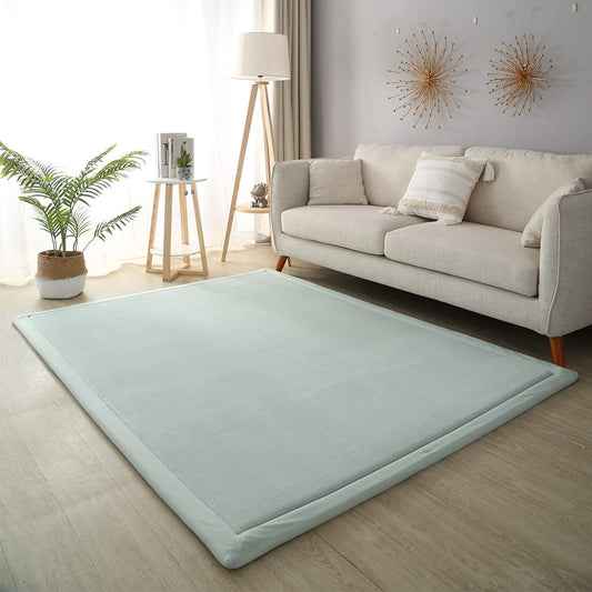 Loartee Coral Velvet Crawling Rugs (4'11"x4'11", Light Green) for Toddler Children Play Area Rugs Yoga Mat Exercise Pads Carpet