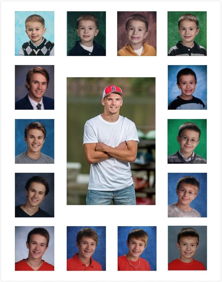 Rustic Red Door Co. School Days Picture Mat - White, 15 Openings, 2 Pre-School - 12th Grade