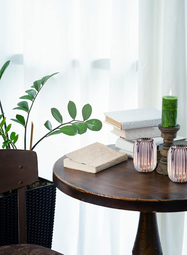 Serene Spaces Living Smoke Grey Optical Glass Votive Holder, Perfect for Weddings and Home Décor, Measures 5" Tall and 3.5" Diameter