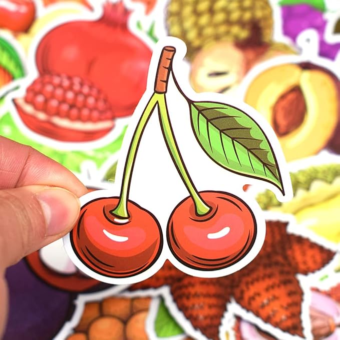 QTL Fruit Stickers for Kids Vegetable Stickers for Water Bottles Laptop Scrapbooking Waterproof Vinyl Pack 50Pcs