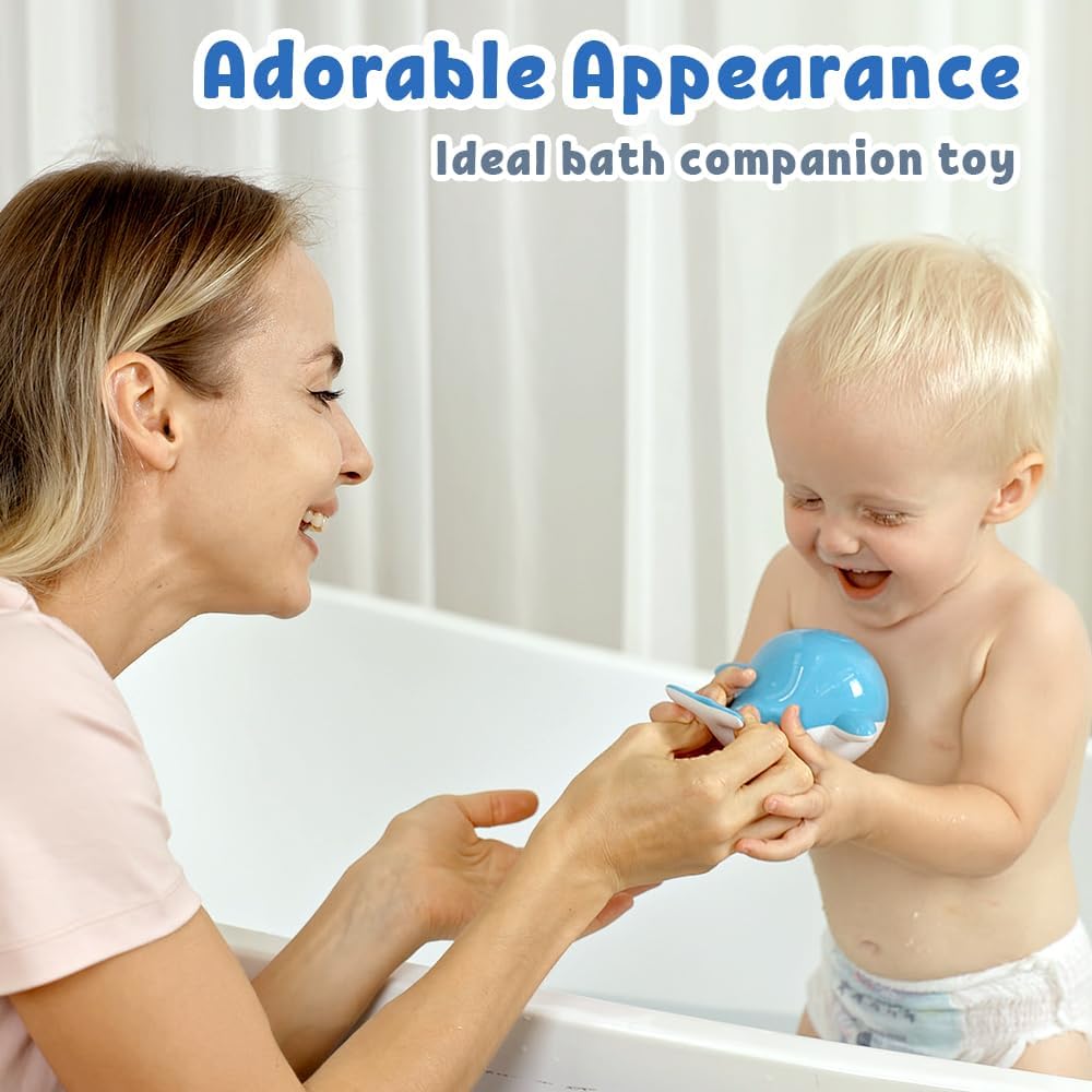 Baby Bath Toys for 6-12 Months, Rechargeable Bath Toys for Babies 6-18 Months, Whale Bath Toy Sprinkler for Toddlers 1-3 2-4, Light Up Bath Toy for Kids, Infant Bathtub Toys