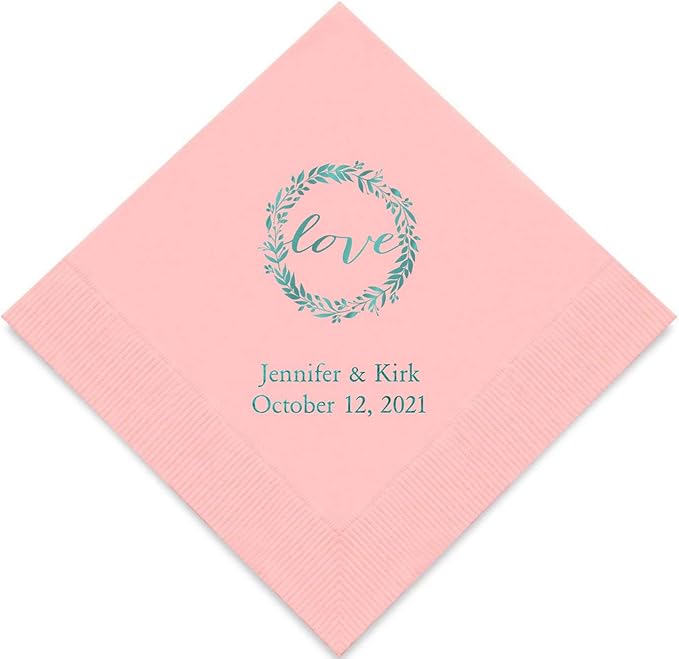 Weddingstar Personalized Printed Paper Napkins 3-Ply 50 Pack - Luncheon Classic Pink
