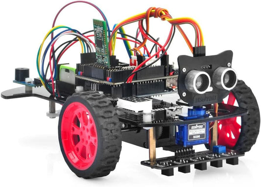 OSOYOO Model 3 Robot Car DIY Starter Kit for Arduino,Educational Motorized Robotics, Remote Control App, Learning How to Code, IOT Mechanical Coding for Teens and Adults