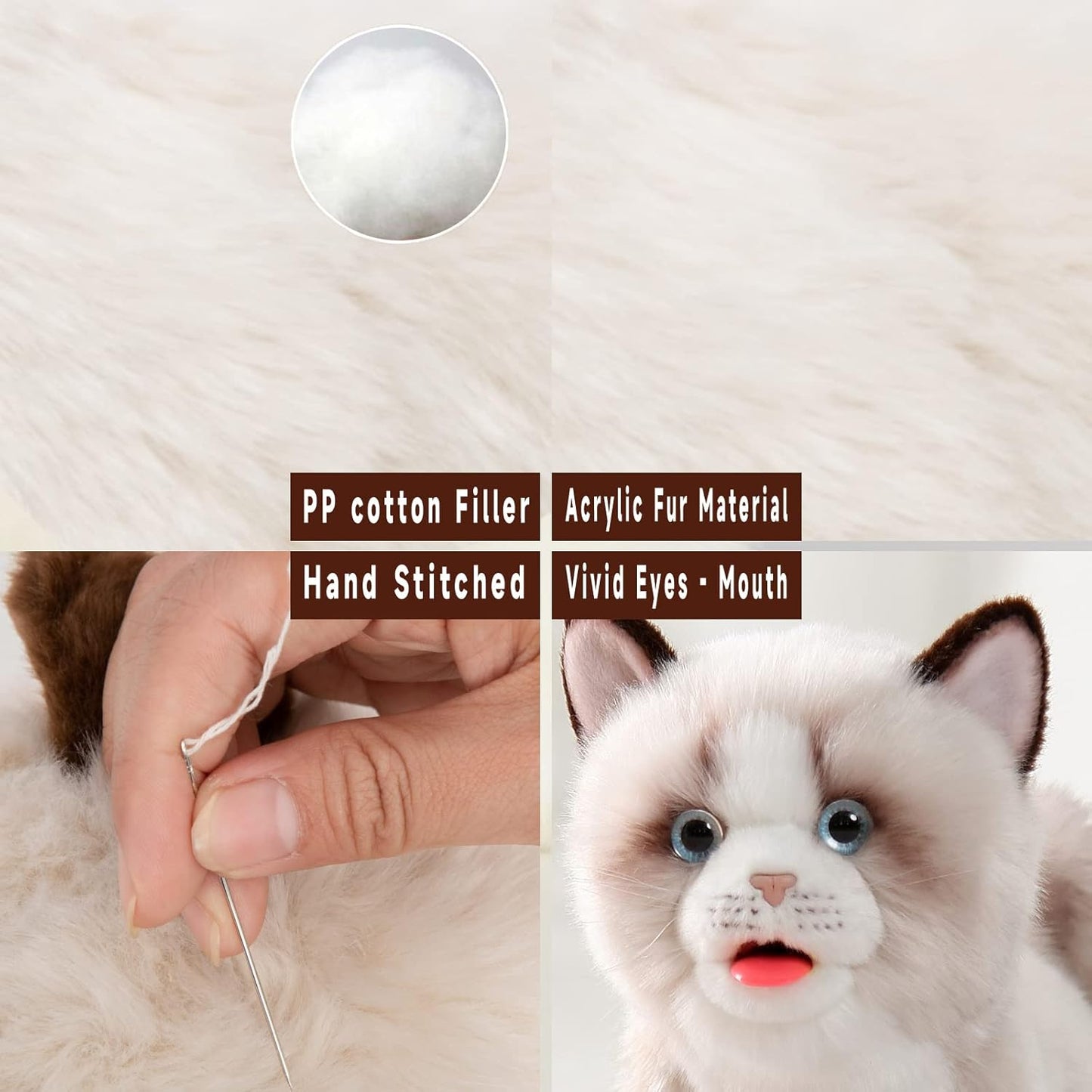 Electronic Interactive Ragdoll Cat - Realistic Handmade Toy with Walking, Barking, Wagging Tail & Talking - Robotic Pet Toy for Toddler Kids