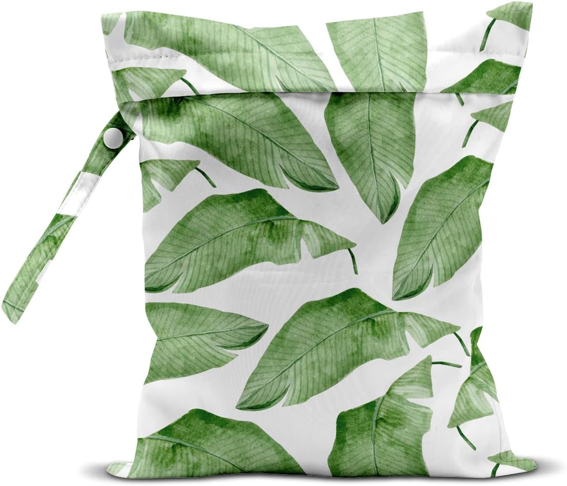 Wet Bag, Wet Dry Bag, Wet Bag for Swimsuit, Travel, Beach, Pool, Diapers, Dirty Yoga Gym Clothes, Makeup Bag, Waterproof Tropical Palm Leaves Decor Jungle Palm Leaf Favors