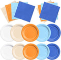 CMUSKO Blue and Orange Party Decorations - 60pcs Orange Light Blue Dog Theme Plates & Napkins Kit for Boy Baby Shower,Birthday