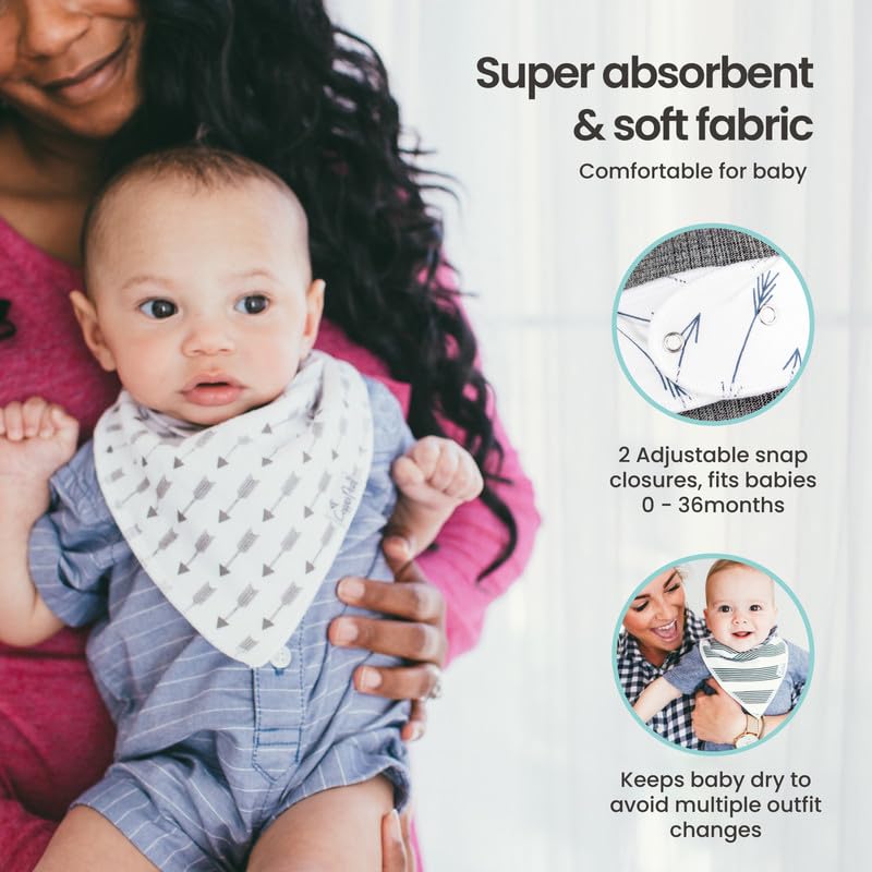 Copper Pearl 6 Pack Soft Cotton Baby Bibs for Drooling and Teething, Absorbent Drool Bibs for Baby Girl, Adjustable to Fit Newborns to Toddlers, Tons of Styles (Sunny Set)