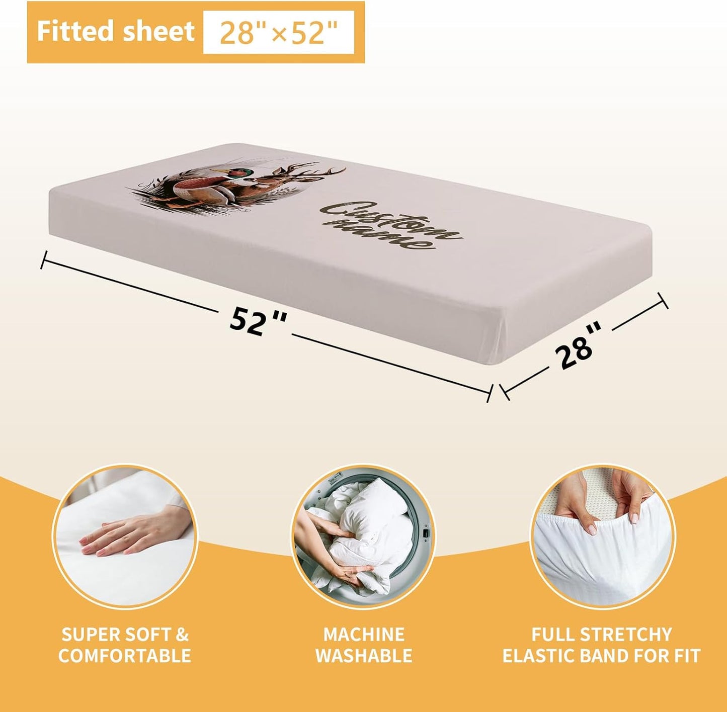 Personalized Crib Bedding Set, 5 Pcs Custom Name Nursery Bedding Set with Double Layer Blanket, Green Woodland Deer Baby Crib Set for Boys Girls, Customized Gifts for Toddlers Infants Babies