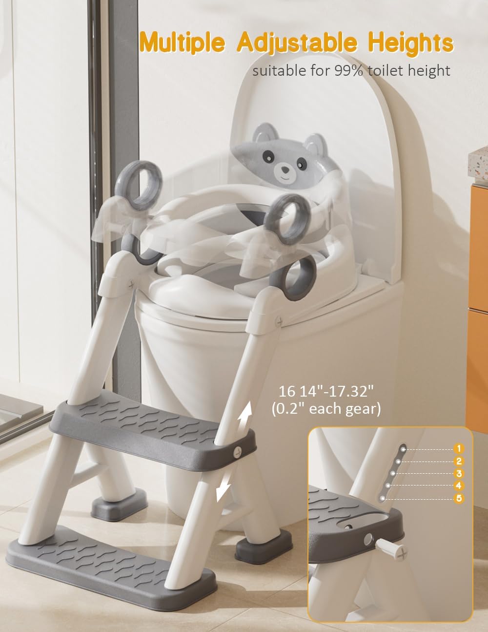 Potty Training Seat, Toddler Toilet Seat With Steps, 2 In 1 Toddler Potty Training Toilet With Splash Guard, Anti-Slip Step Stool Soft Mat, Adjust High Potty Seats For Toddlers Kids Boys Girls