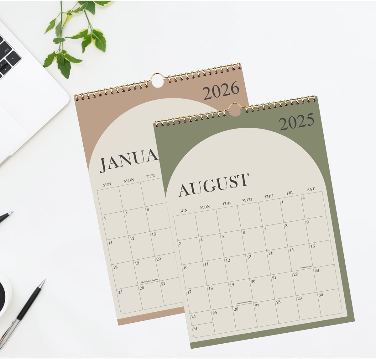 Calendar 2025-2026 - 17 Months Wall Calendar from August 2025 - December 2026, 2025-2026 Wall Hanging Calendar Planner with Thick Paper, 12" x 14.5", Cyan