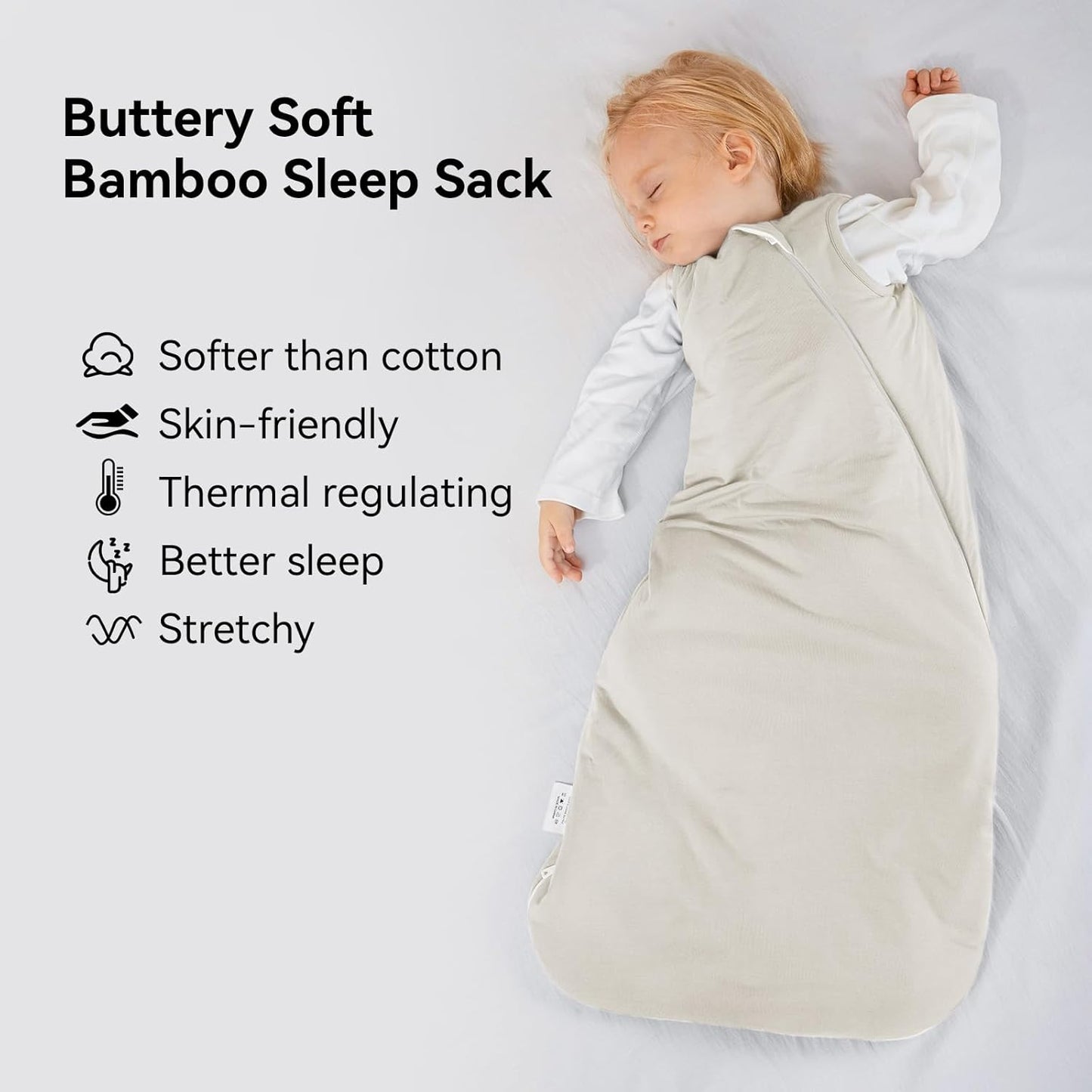 Rayon Made from Bamboo Sleep Sack 0-6 Months 1.0 Tog Ultra Soft Baby Wearable Blanket 0-3 Months Sleeping Sack 3-6 Months for Infant Newborn Babies Unisex Girl Boy 2-Way Zipper Breathable Lightweight