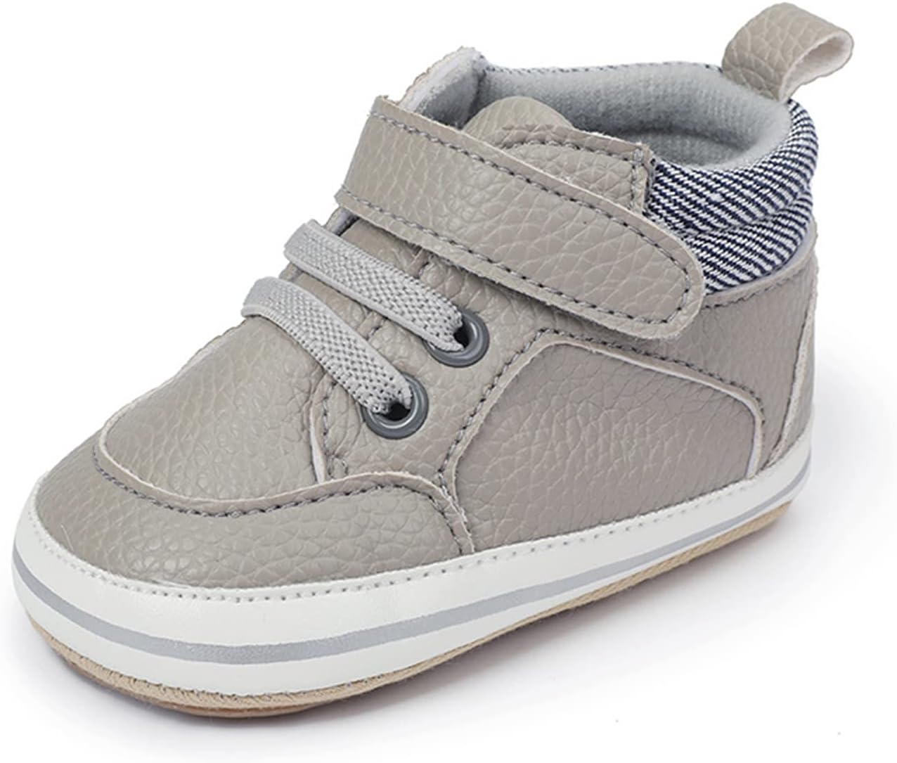 SOFMUO Baby Boys Girls High Top Ankle PU Leather Sneakers Soft Rubber Sole Infant Moccasins Newborn Oxford Loafers Anti-Slip Toddler Wedding Uniform Dress Shoes