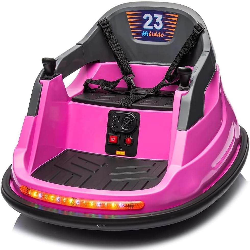 12V Kids Bumper Car, Electric Baby Bumper Car for Toddlers with Remote Control, 3 Speeds - Pink