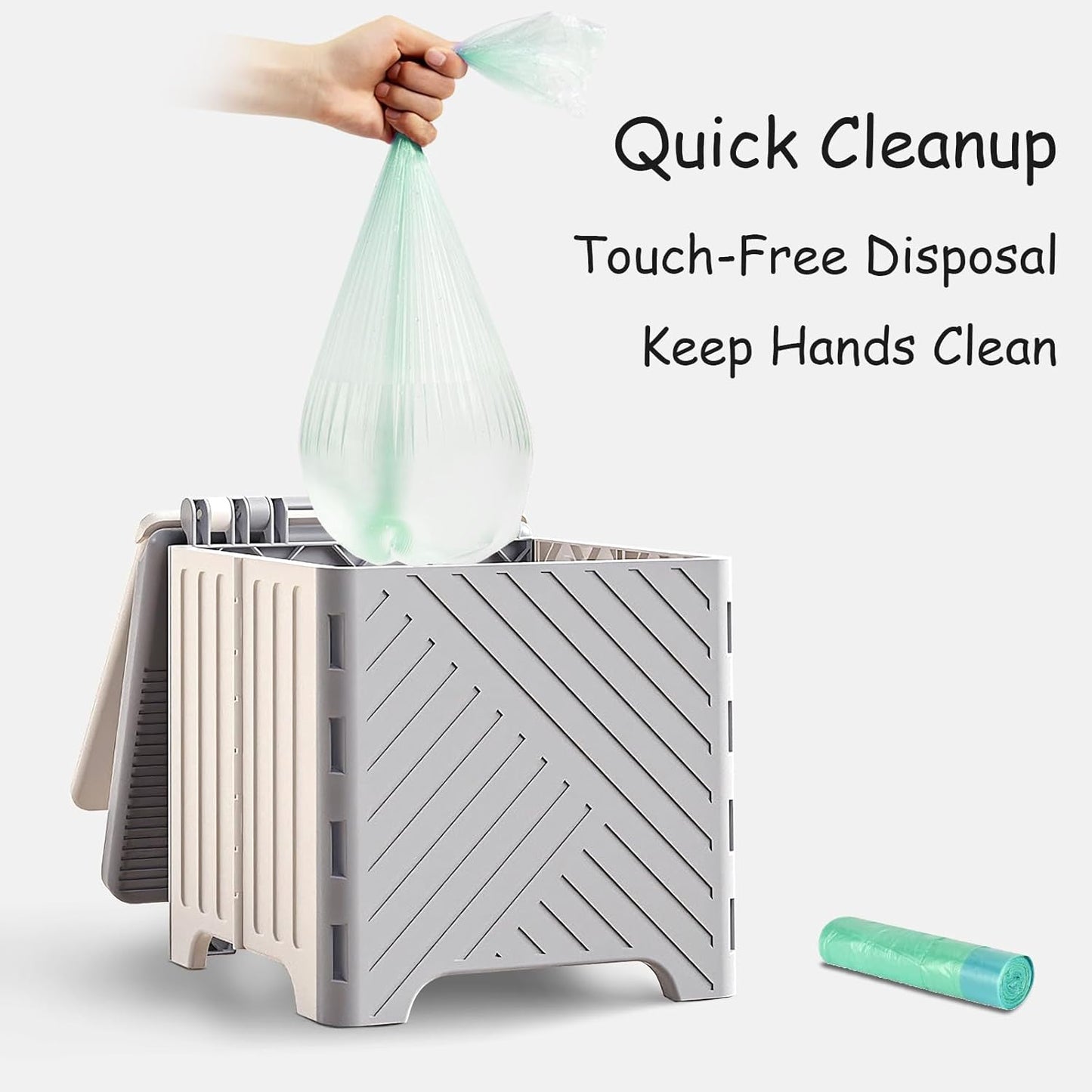 Portable Potty Seat for Toddler, Kids Travel Potty Foldable Compact Potty Training Toilet Seat with Cleaning Bags for Car, Camping, Travel, Outdoors (Grey)